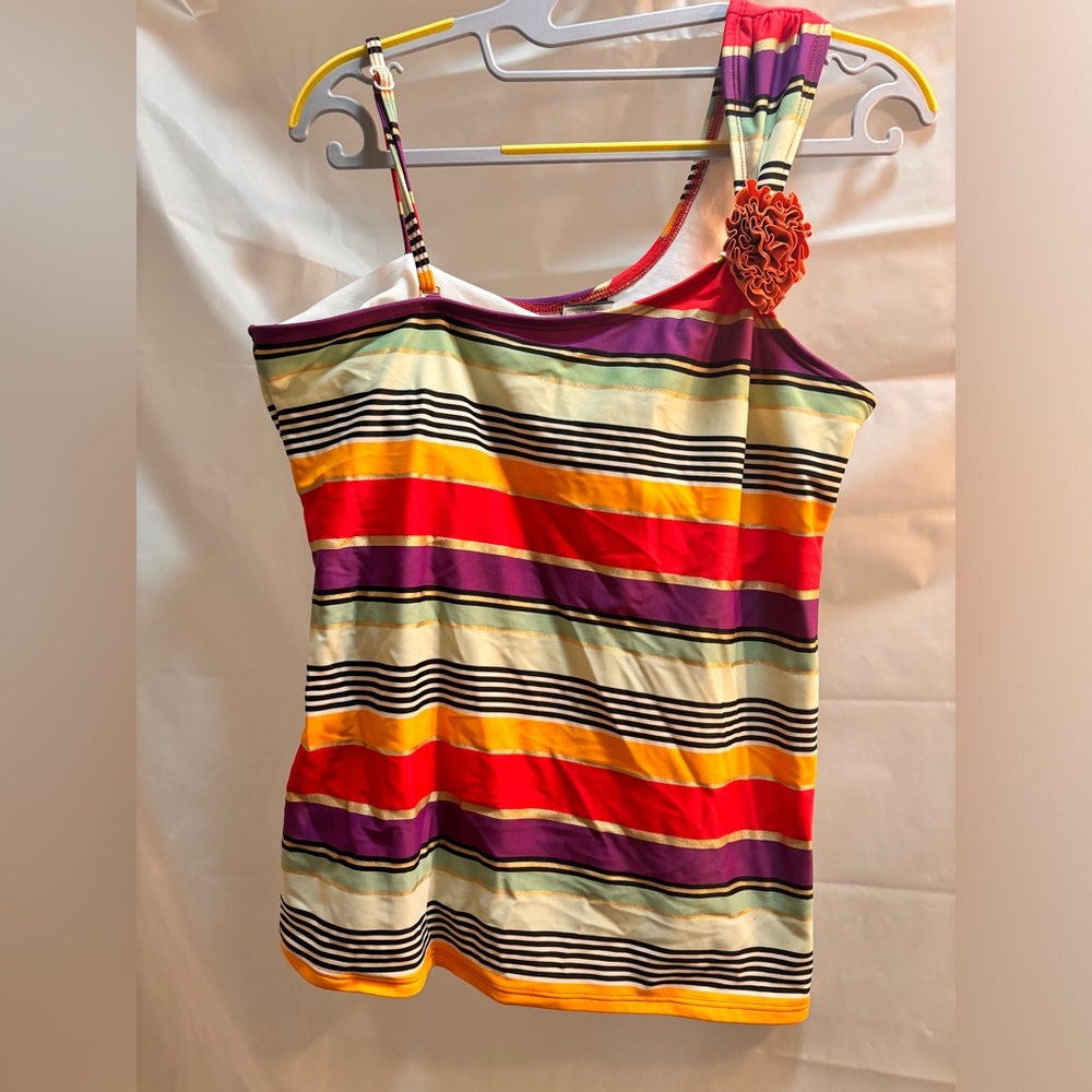 Lime Ricki One-Shoulder tankini top